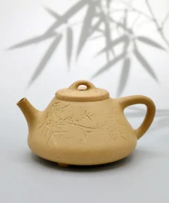全手工本山綠泥子冶石瓢壺220cc手刻竹子